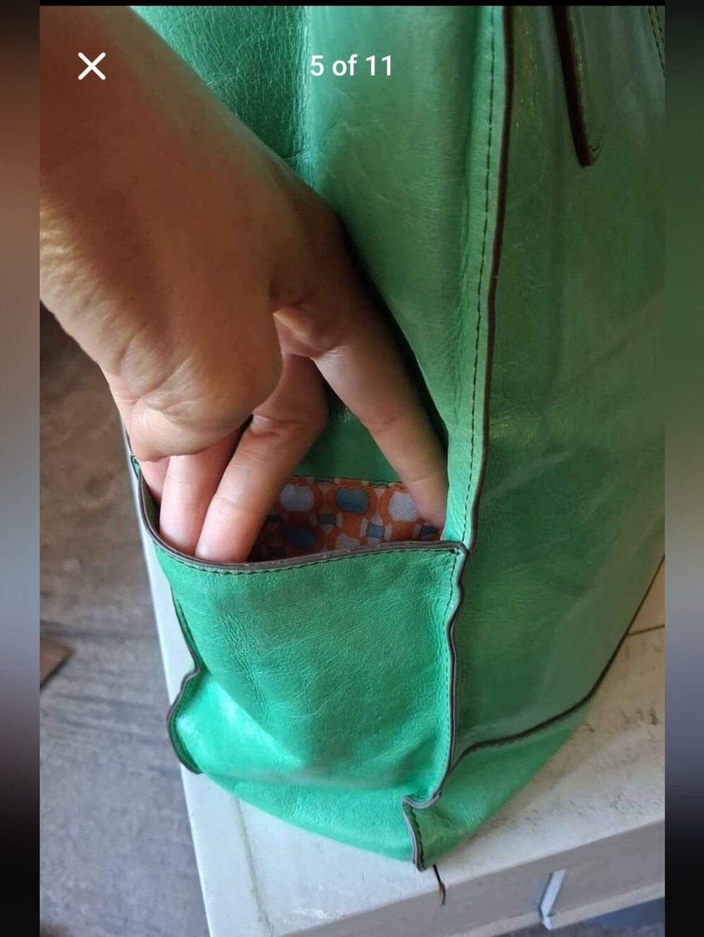 HOBO Emerald Green Leather Tote - Picture 4 of 13